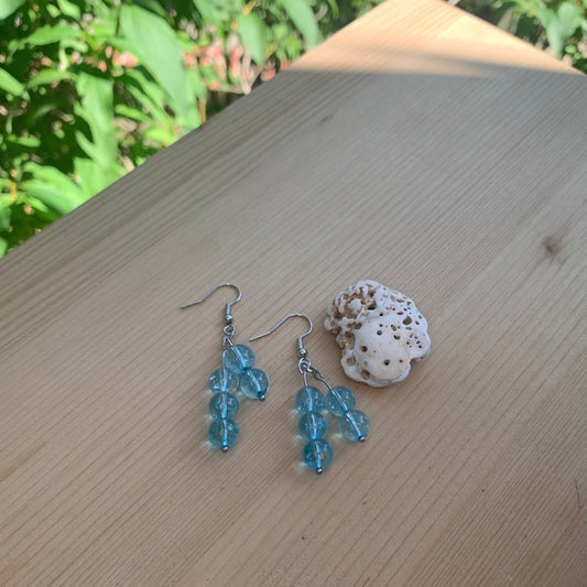 Sea Blue Round Bead Earrings